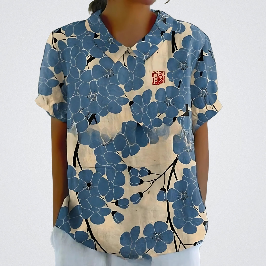 Lanza - Blusa in lino floreale