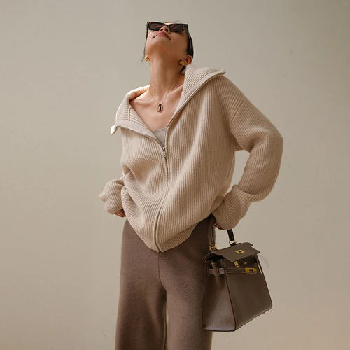 Rosetta™ - Elegante maglione largo con chiusura a zip