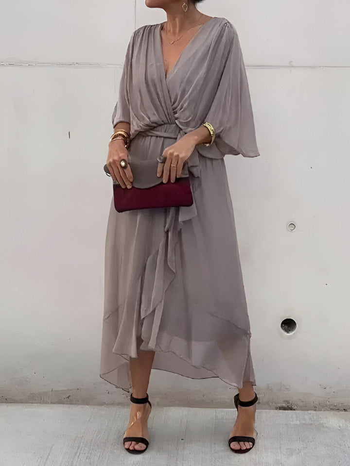 Melania - Abito in chiffon con scollatura a V